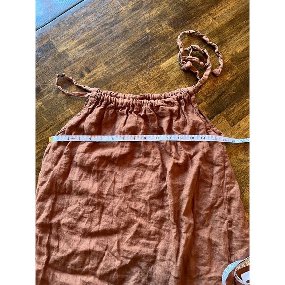 Bella Umbra Made in Italy 100% Linen Brown Tank Top Size Small - Picture 6 of 7